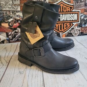 Harley Davidson Women's Darice Black Leather Slouch Boots